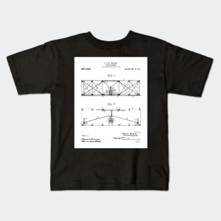 Wright Brothers Plane Patent - Aviation Art - Black And White Kids T-Shirt